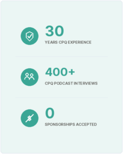 homepage-hero-stats-v3 Novus CPQ: 30 years CPQ experience, 400+ CPQ Podcast interviews, 0 sponsorships accepted